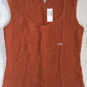 Maurices Orange Ribbed Sleeveless Tank Top